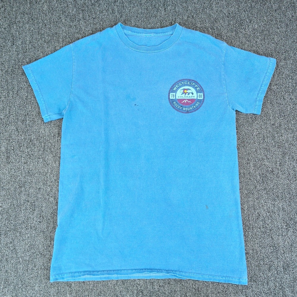 Vintage Westcliffe Colorado Rocky Mountains Graphic T-Shirt Blue Large Faded — photo 2